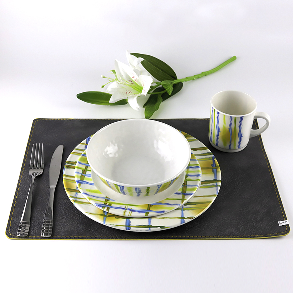Melamine Picnic Dinner Set – Beakers, Plates, Bowls, Napkins – White/Black, Lightweight, Camping - View #5